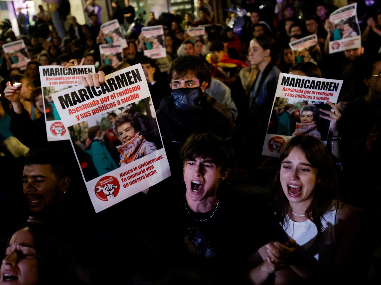 Thousands of people in Madrid demonstrated over the death of Maricarmen Abascal, the 87-year-old woman whose eviction sparked housing protests in Spain. Photo: Reuters
