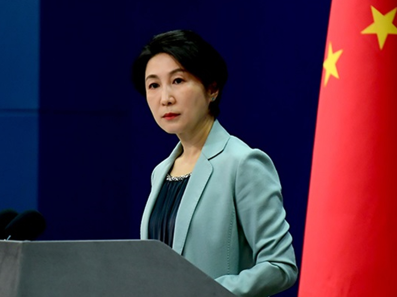 毛寧表示中方希望歐方能與中方相向而行，通過對話協商解決彼此關切。（外交部網頁圖片）