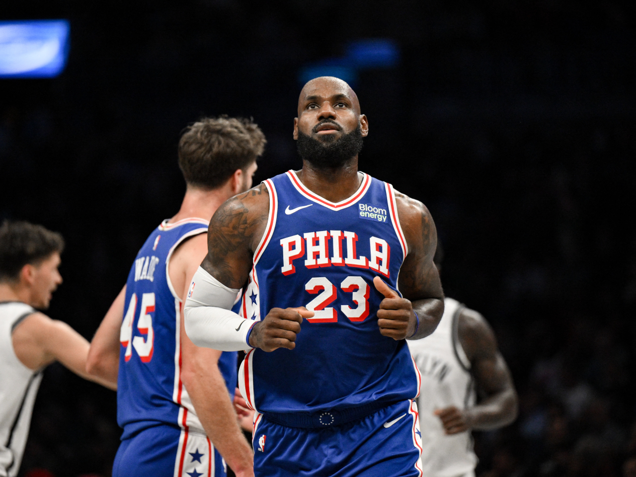 LeBron James, 41, tallied 10 points and five assists in his highly anticipated preseason debut for Philly. Photo: Reuters
