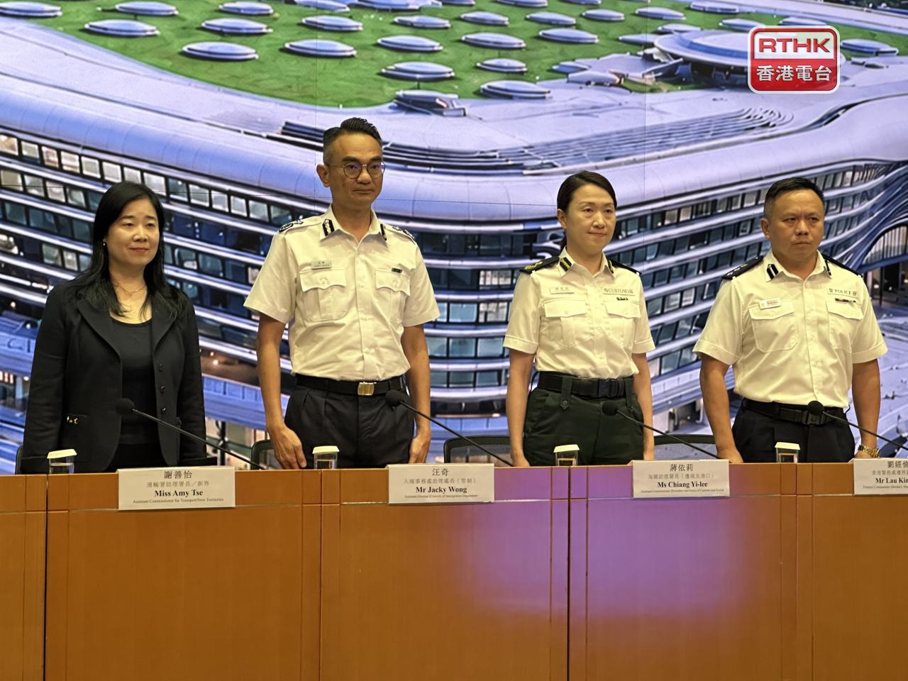 Jacky Wong, second left, says travellers should complete the registration for the &ldquo;collaborative inspection&rdquo; automated channels in advance. Photo: RTHK
