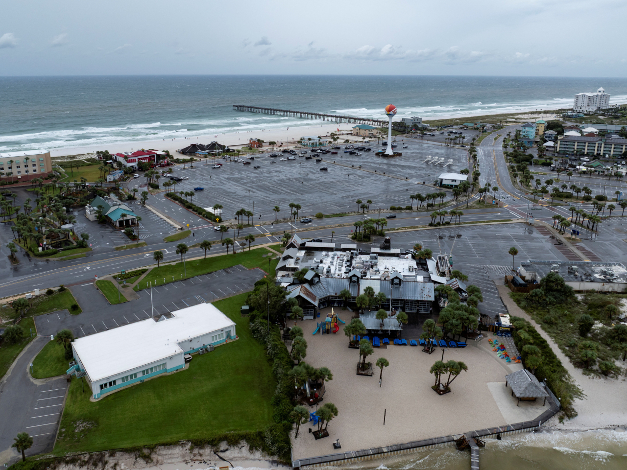 Pensacola Beach in Florida is deserted as Hurricane Isaias moves through the Gulf of Mexico. Photo: Reuters