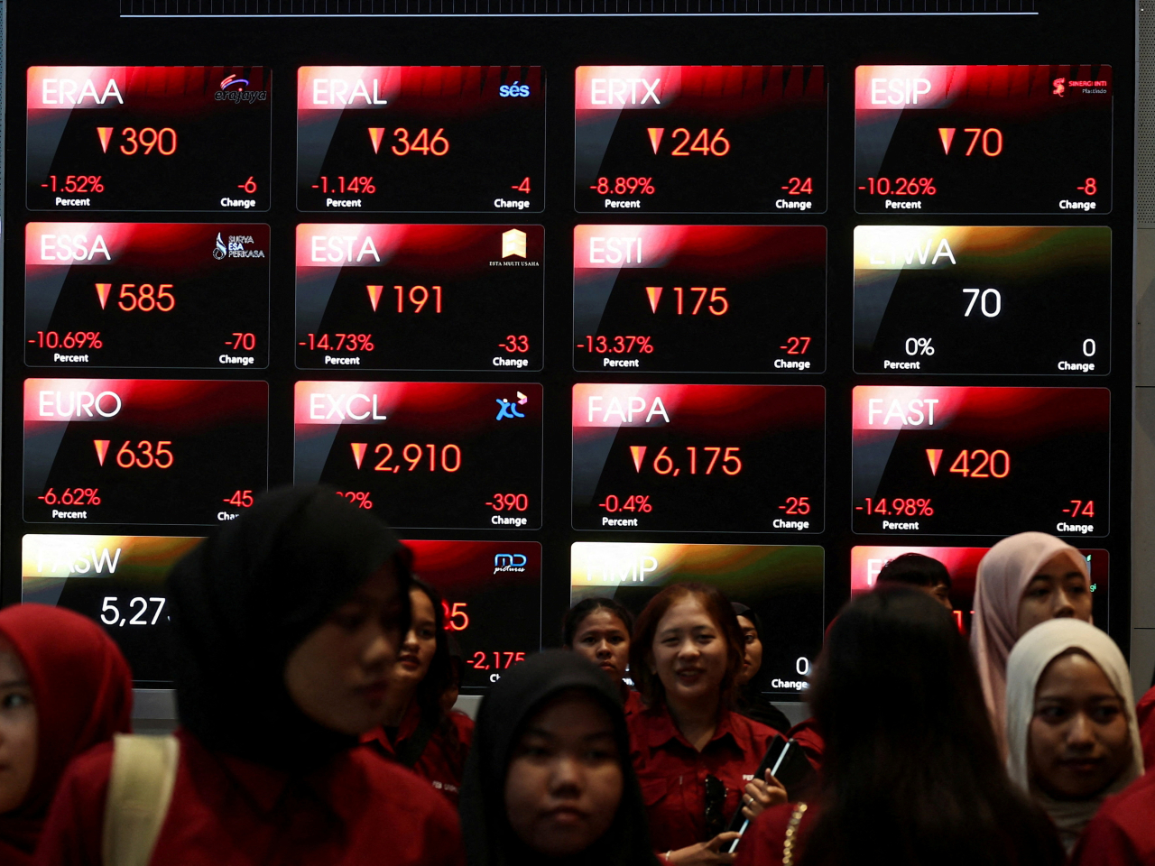 The Jakarta Composite Index collapsed eight percent at the open, sparking a trading halt. File photo: Reuters