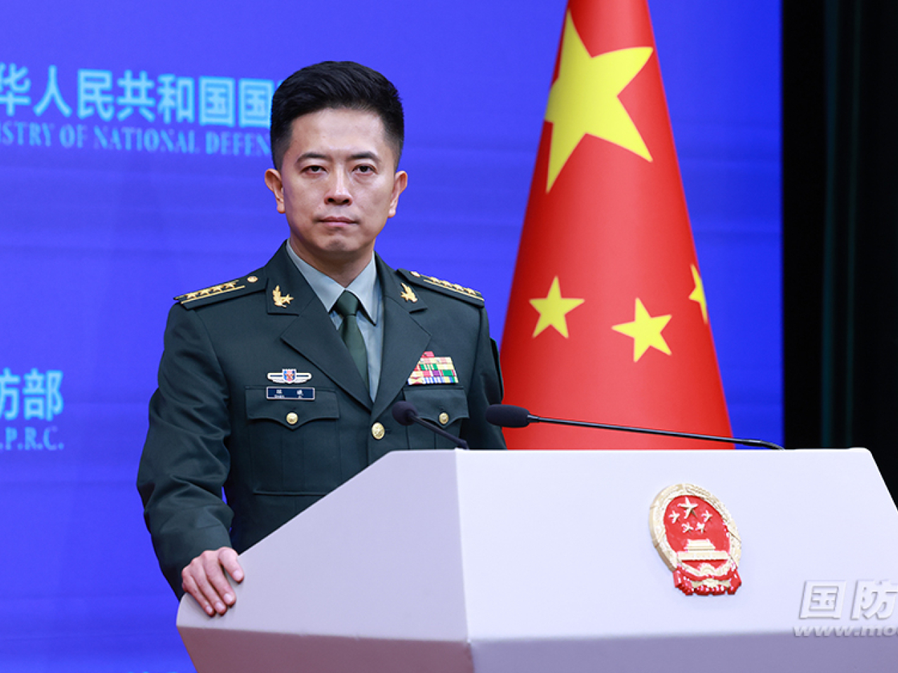 陳曦表示，中方將以堅定決心、有力行動遏制任何禍亂南海的行徑，維護地區和平穩定。（國防部網頁圖片）