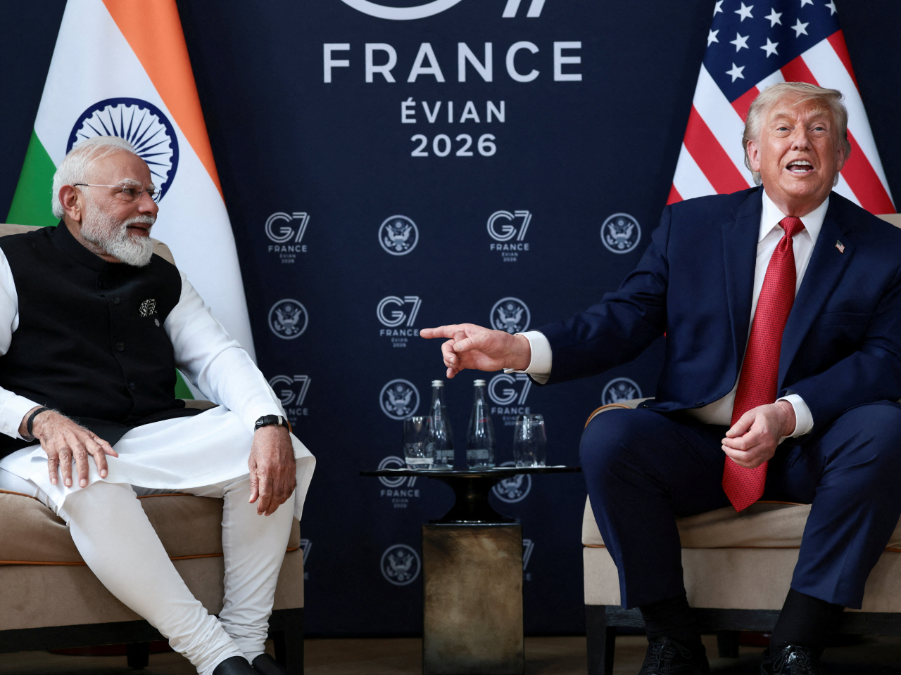 The issue of sanctions was raised by Indian leader Narendra Modi at a meeting with Donald Trump in France in June. File photo: Reuters