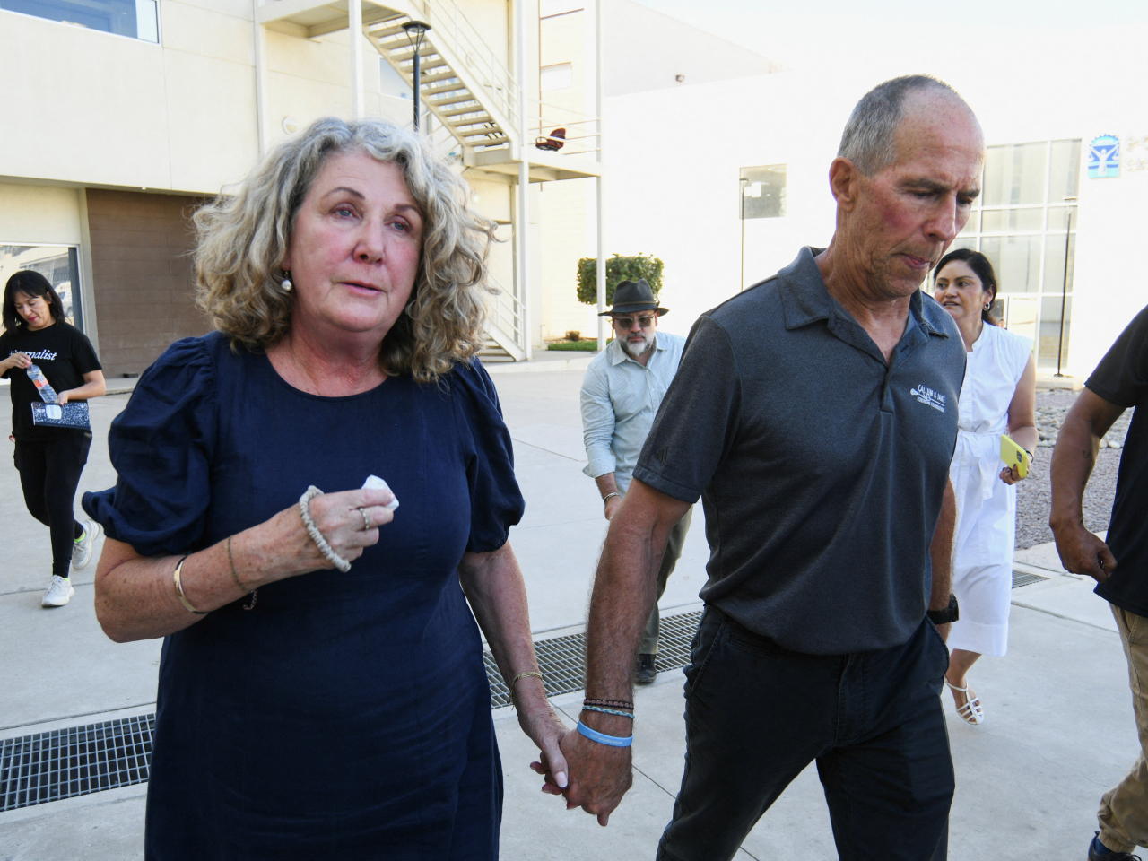 Debra and Martin Robinson leave court in Ensenada after it found three Mexicans guilty of the killings. File photo: Reuters