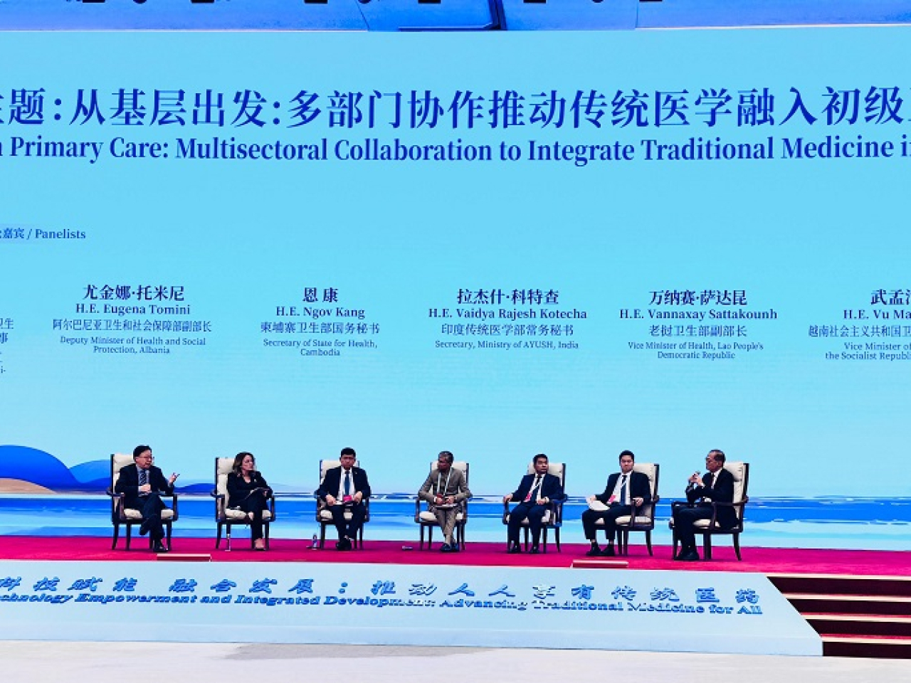 盧寵茂於傳統醫藥政府論壇中發言，向與會者分享香港將中醫藥融入醫療系統的策略方向。（政府新聞處）