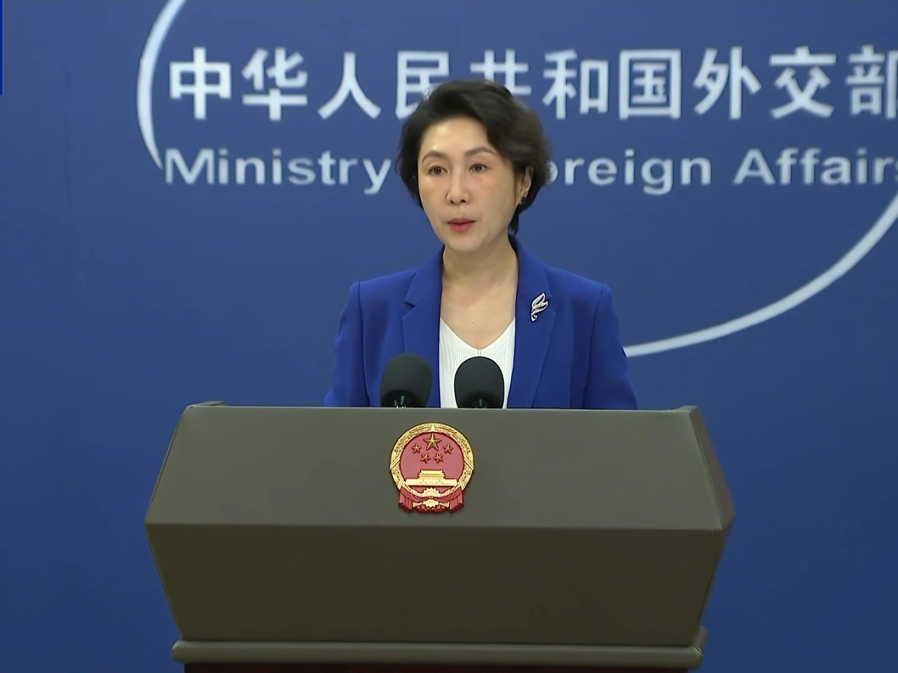 毛寧表示，中方一貫反對泛化國家安全概念、將科技經貿問題政治化。（央視片段截圖）