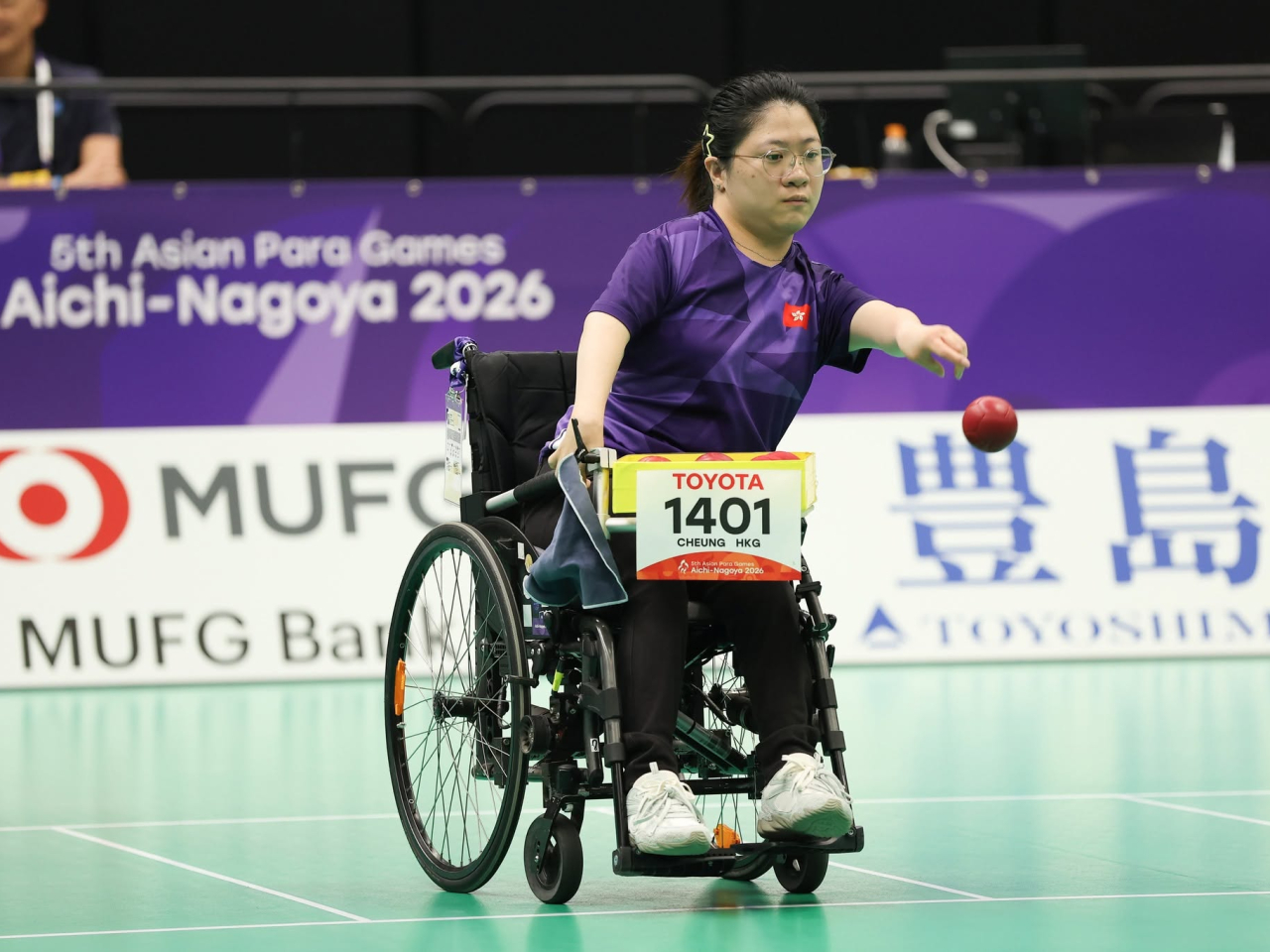 Cheung Yuen beats her Malaysian opponent in the women's boccia BC4 semi-finals. Photo courtesy of the China Hong Kong Paralympic Committee
