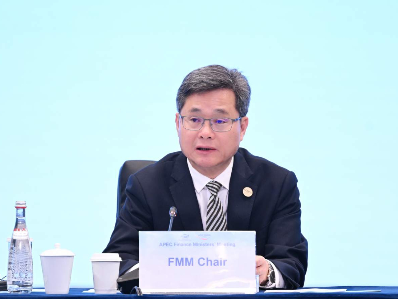藍佛安提出在數字基礎設施融資方面，公共部門營造有力政策與監管環境。（國家財政部圖片）