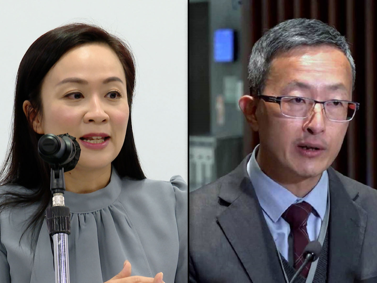 林哲玄（右）表示，以他了解，「屍皮針」的注射，主要是在已離世人體抽取皮下組織；陳凱欣（左）提醒凡涉及注射程序，應由本地註冊醫生或註冊牙醫進行。