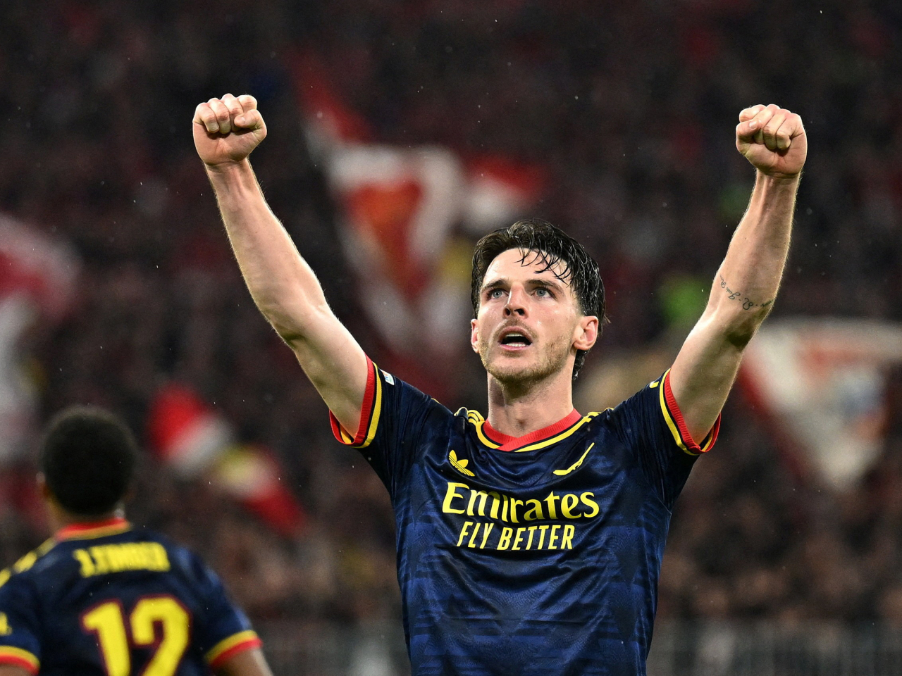 Declan Rice scored an 82nd-minute equaliser to help Arsenal secure a 2-2 draw at Bayern Munich. Photo: Reuters