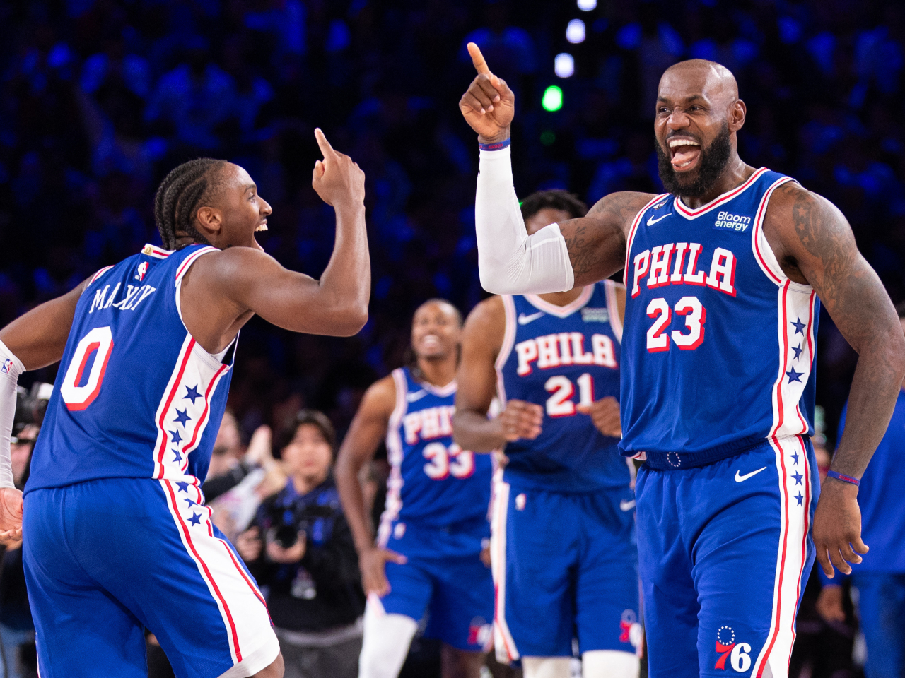 Tyrese Maxey and LeBron James led Philly's second-half comeback efforts against Cleveland. Photo: Reuters