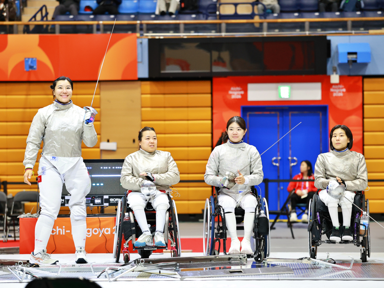 Winning silver at the Asian Para Games are, from left, Yu Chui-yee, Chung Yuen-ping, Lam Ka-man and Tong Nga-ting. Photo courtesy of China Hong Kong Paralympic Committee