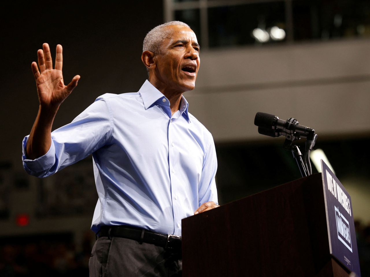 Former US President Barack Obama campaigns for Democratic Senate nominee Abdul El-Sayed and Democratic gubernatorial candidate Jocelyn Benson in Detroit. Photo: Reuters