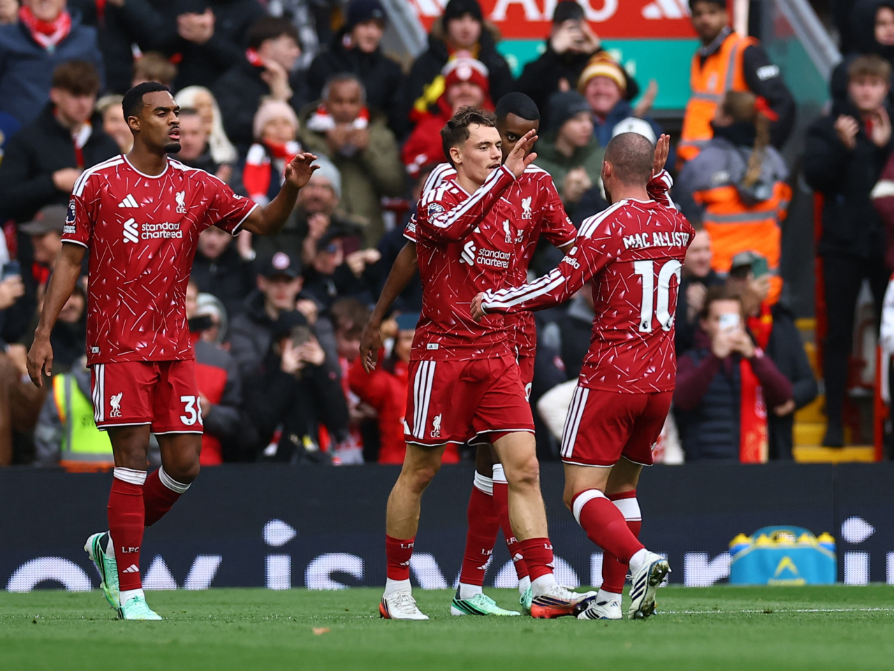 Liverpool moved to fourth in the Premier League after a 2-0 win over Brighton at Anfield. Photo: Reuters