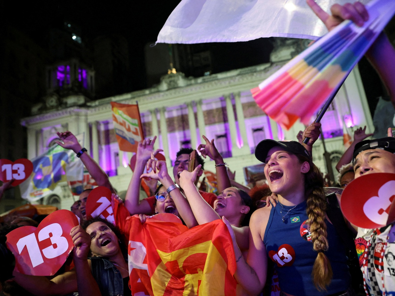 Supporters of Luiz Inacio Lula da Silva in Rio de Janeiro celebrated as results of the presidential runoff came in. Photo: Reuters