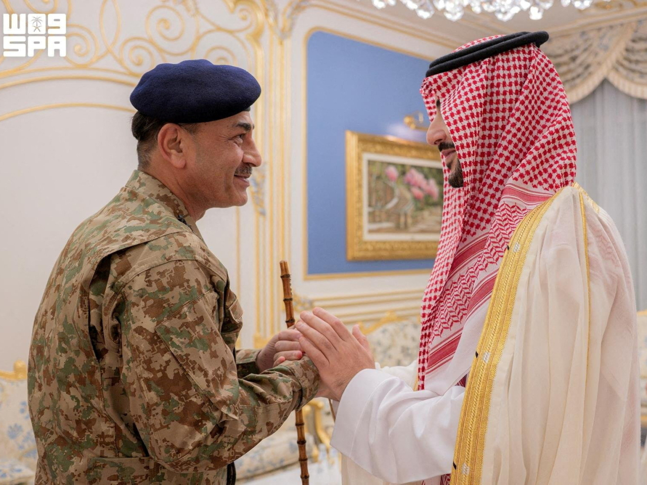 Pakistan Field Marshal Asim Munir is hosted by Prince Khalid bin Salman bin Abdulaziz Al Saud in Riyadh. File photo: Reuters